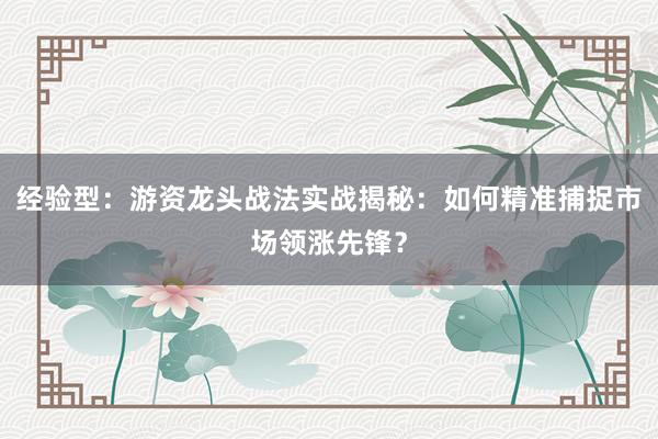 经验型：游资龙头战法实战揭秘：如何精准捕捉市场领涨先锋？